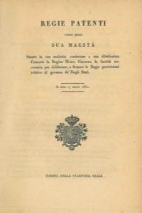S.M. stante la sua malattia conferisce alla sua dilettissima Consorte la Regina Maria Cristina la facoltà necessaria per deliberare, e firmare le Regie provvisioni relative al governo de' Regii Stati - copertina