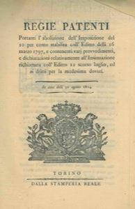 Sull'abolizione dell'imposizione del 10 per cento e vari provvedimenti relativi all'insinuazione - copertina