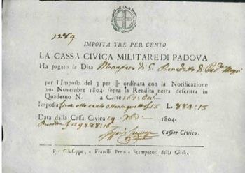 Ricevute per 'Imposta tre per centò - copertina