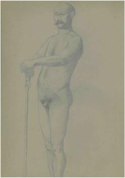 Nudo maschile a figura intera con bastone - copertina