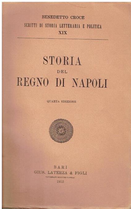 Storia del regno di Napoli - Benedetto Croce - copertina