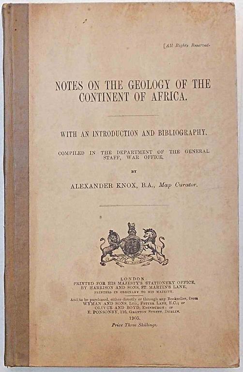 Notes on the geology of the continent of Africa - Alexander Knox - copertina
