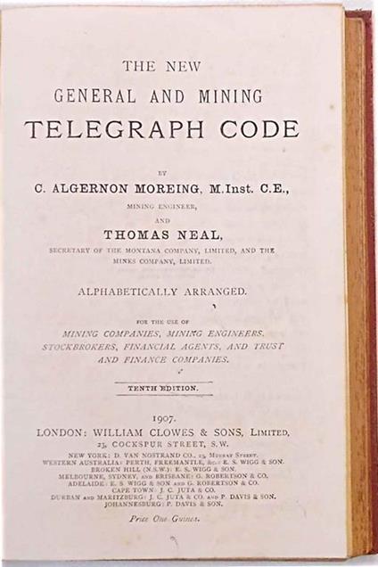The new general and mining telegraph code - Algernon Moreing - copertina