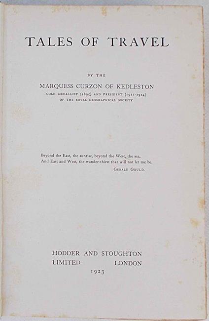 Tales of travel - George Curzon - copertina