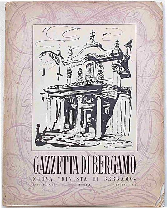 Gazzetta di Bergamo. Nuova "Rivista di Bergamo". Anno III - N. 10. Ottobre 1952 - copertina