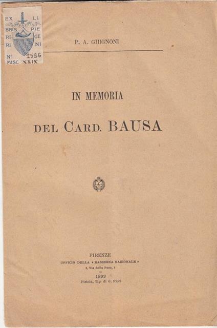 In memoria del card. bausa - P. A. Ghignoni - copertina