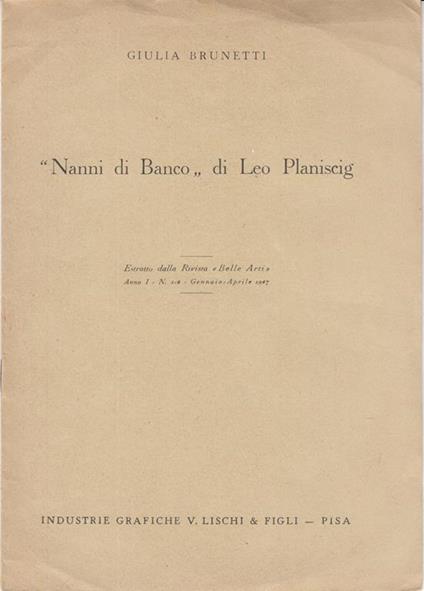 Nanni di banco di leo planiscig - Giulia Brunetti - copertina
