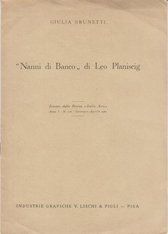 Nanni di banco di leo planiscig - Giulia Brunetti - copertina