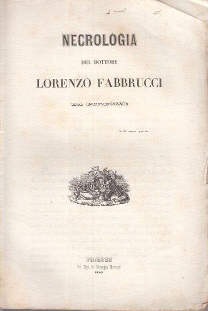 Necrologia del dottore lorenzo fabbrucci da firenze - copertina