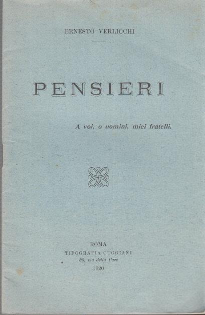 Pensieri a voi, o uomini, miei fratelli - Ernesto Verlicchi - copertina
