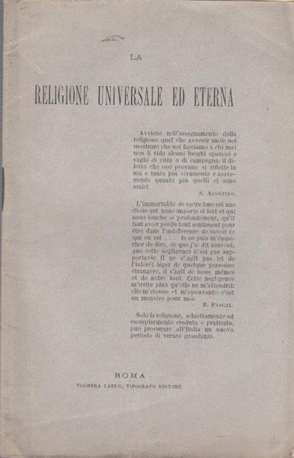 La religione universale ed eterna - copertina