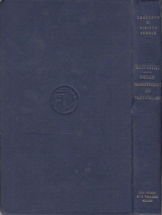 Delle contravvenzioni in particolare libro iii - Giuseppe Sabatini - copertina
