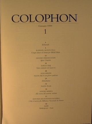 Colophon - copertina