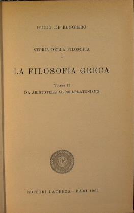 La filosofia greca (Vol II) - Guido De Ruggiero - copertina