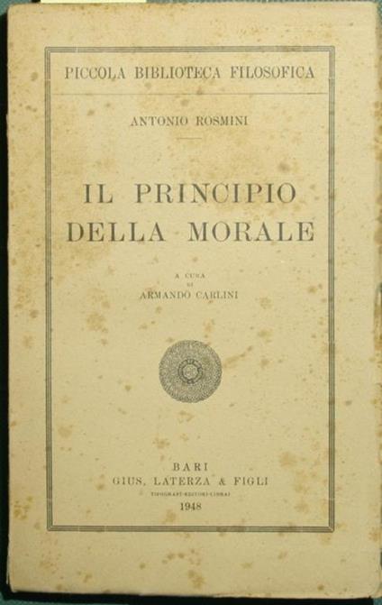 Il principio della morale - Antonio Rosmini - copertina