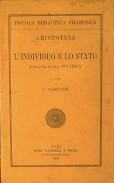L' individuo e lo Stato - Aristotele - copertina