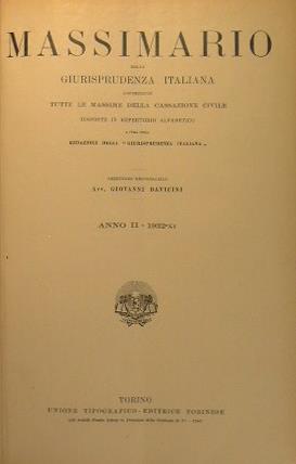 Massimario della giurisprudenza italiana. Contenenete tutte le massime della cassazione civile disposte in repertorio alfabetico - Giovanni Davicini - copertina