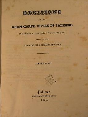Decisioni della gran corte civile di Palermo - copertina
