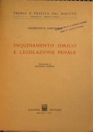 Inquinamento idrico e legge penale - Gianfranco Amendola - copertina