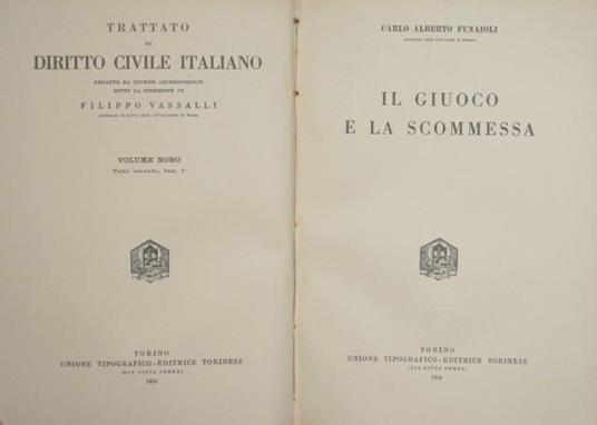 Il giuoco e la scommessa - C. Alberto Funaioli - copertina