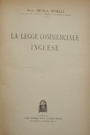 La legge commerciale inglese - Nicola Spinelli - copertina
