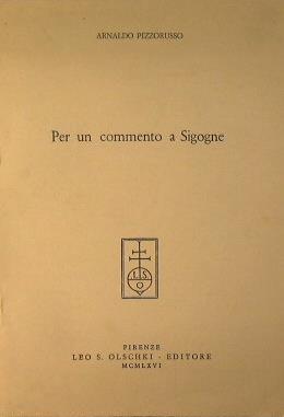 Per un commento a Sigogne - Arnaldo Pizzorusso - copertina
