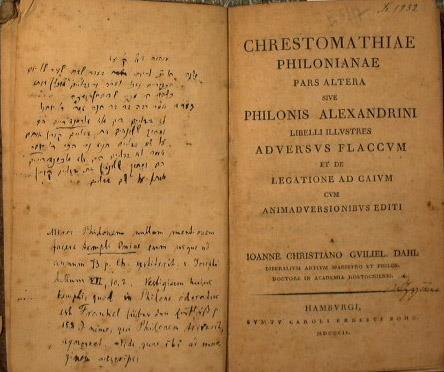 Chrestomathiae philonianae pars altera sive Philonis Alexandrini libellum illustres adversus flaccum et de legatione ad Caium cum animadversionibus editi - John Christian William Dahl - copertina