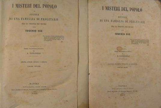 I misteri del popolo. O storia di una famiglia di proletarii tra la vicenda dei secoli - Eugène Sue - copertina