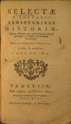 Selectae e profanis scriptoribus historiae - copertina