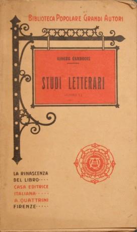 Studi letterari. Libro I - Giosuè Carducci - copertina