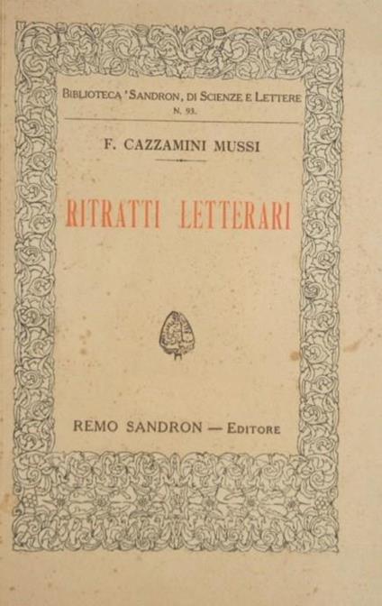 Ritratti letterari - Francesco Cazzamini Mussi - copertina