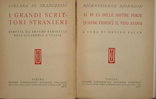 Al di là delle nostre forze. Quando fiorisce il vino nuovo - Bjørnstierne Bjørnson - copertina