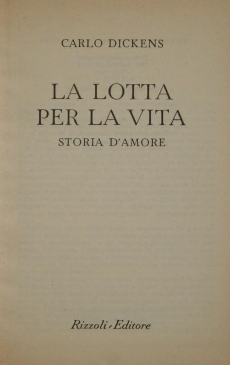 La lotta per la vita. Storia d'amore - Charles Dickens - copertina