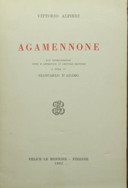 Agamennone - Vittorio Alfieri - copertina