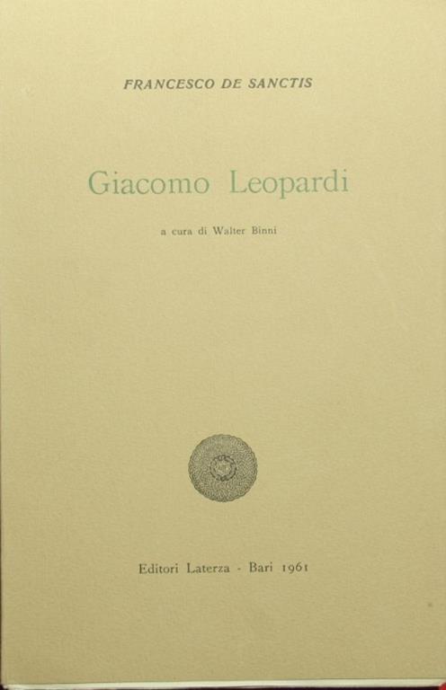 La letteratura italiana nel secolo XIX. Vol. III - Giacomo Leopardi - Francesco De Sanctis - copertina