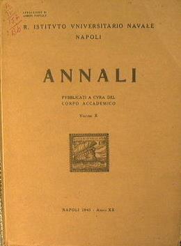 Annali pubblicati a cura del corpo accademico. Volume X - copertina
