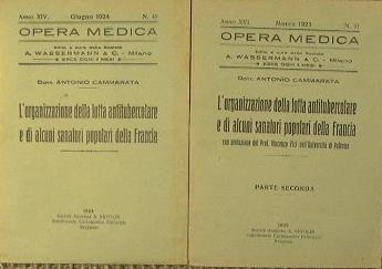 L' organizzazione della lotta antitubercolare e di alcuni sanatori popolari della Francia - Antonio Cammarata - copertina