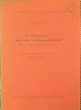 Costituzione e deiscenze postlaparotomiche - Francesco Patti - copertina