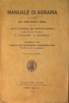 Manuale di agraria - E. Calamani,O. Munerati - copertina