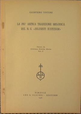 La più antica tradizione melodica del R. G. '' Dilexisti iustitiam '' - Giampiero Tintori - copertina