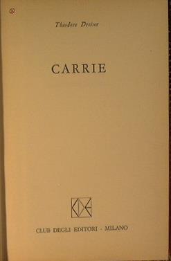 Carrie - Theodore Dreiser - copertina