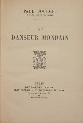Le danseur mondain - Paul Bourget - copertina