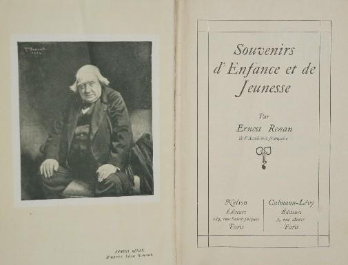 Souvenirs d'Enfance et de Jeunesse - Ernest Renan - copertina