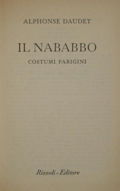 Il nababbo. Costumi parigini - Alphonse Daudet - copertina