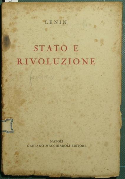 Stato e rivoluzione - Lenin - copertina