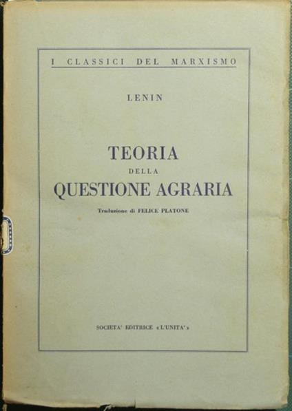 Teoria della questione agraria - Lenin - copertina