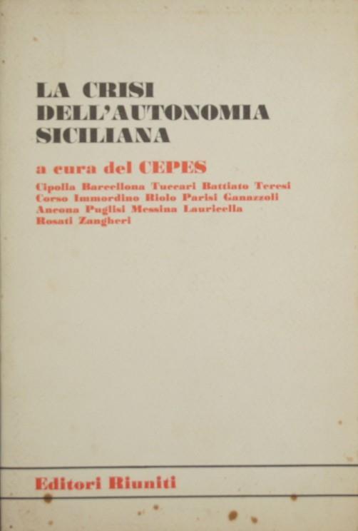 La crisi dell'autonomia siciliana - copertina