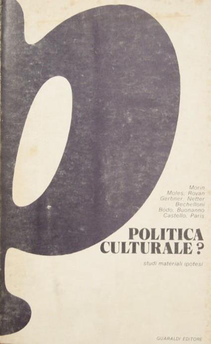 Politica culturale?. Studi materiali ipotesi - copertina