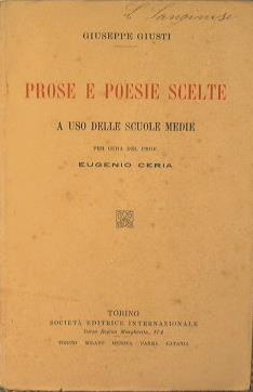 Poesie e prose scelte - Giuseppe Giusti - copertina