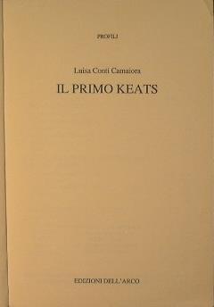 Il primo Keats - Luisa Conti Camaiora - copertina
